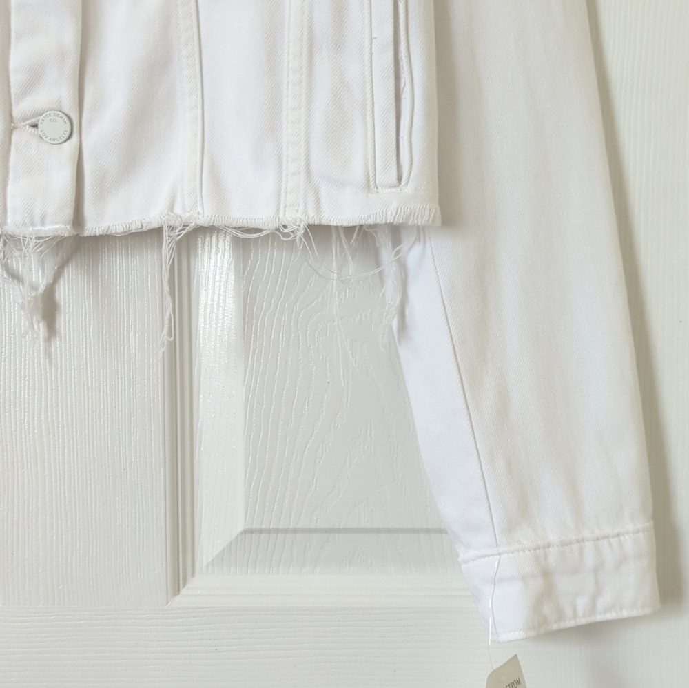 Paige Vivienne This Sh*t Is Bananas Custom Relaxed Cropped Denim Jacket White L - Picture 9 of 15